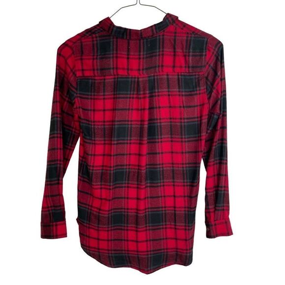 Hippie Rose Red Black Plaid Flannel Long Sleeve Button-Down Shirt Size S New - Picture 2 of 6